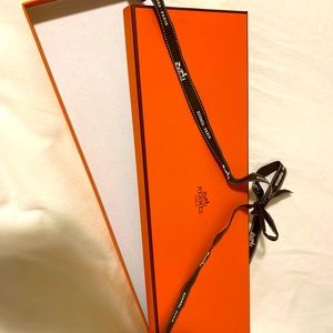 Hermes Paris Orange Tie Box & Ribbon
